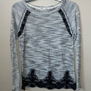 Women's Jolt Gray and Black Lace Trim Top size XS